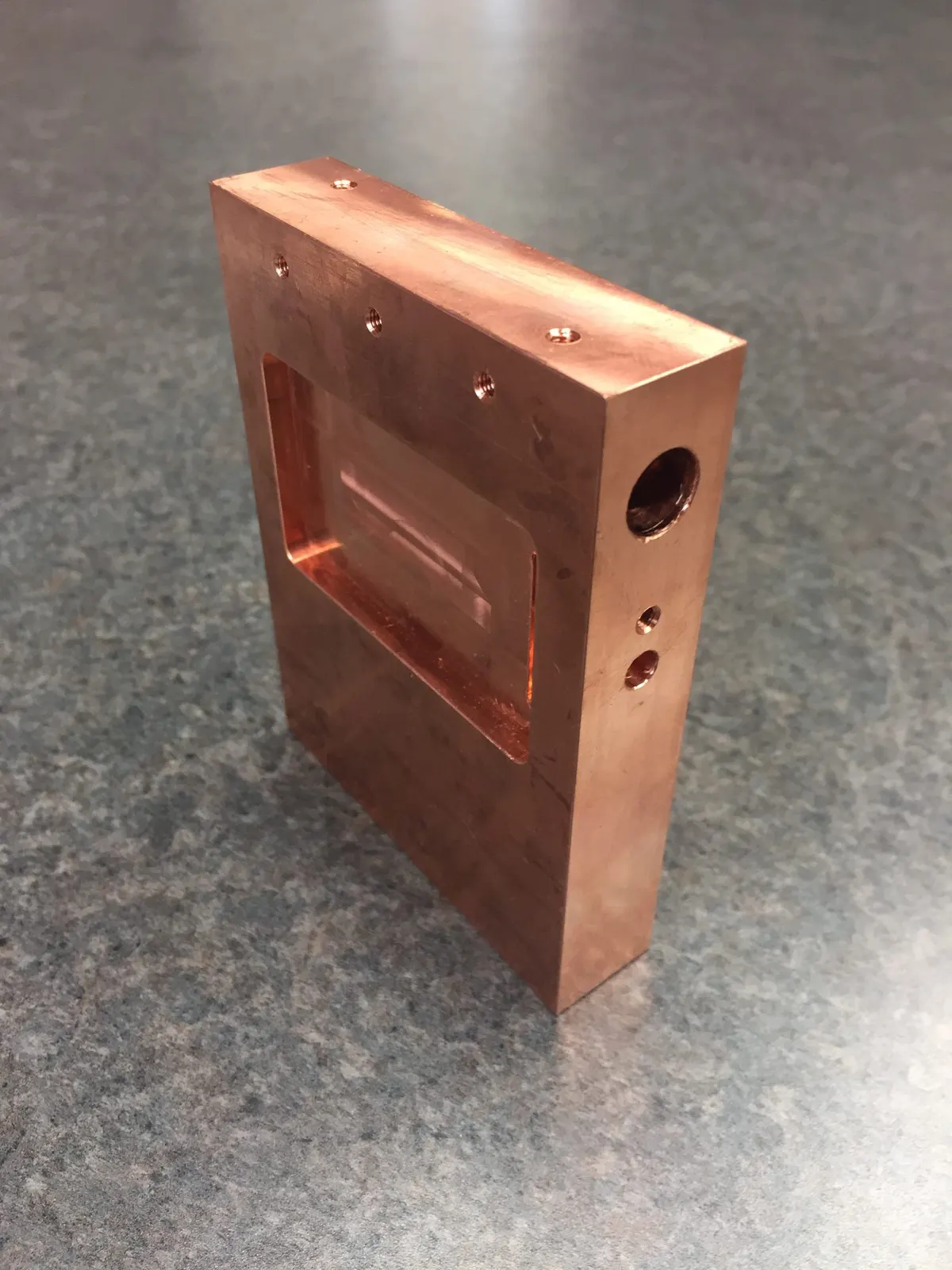 Copper milled block with pocket